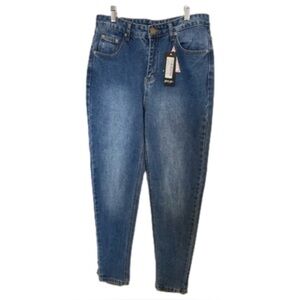 NASTY GAL High Rise Mid Wash Mom Denim Jeans, Women’s 6, Blue